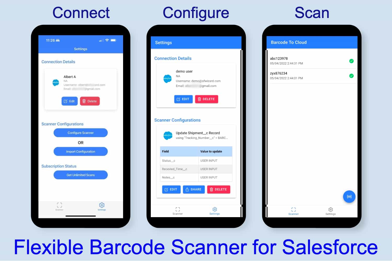 BarcodeToCloud Three Steps