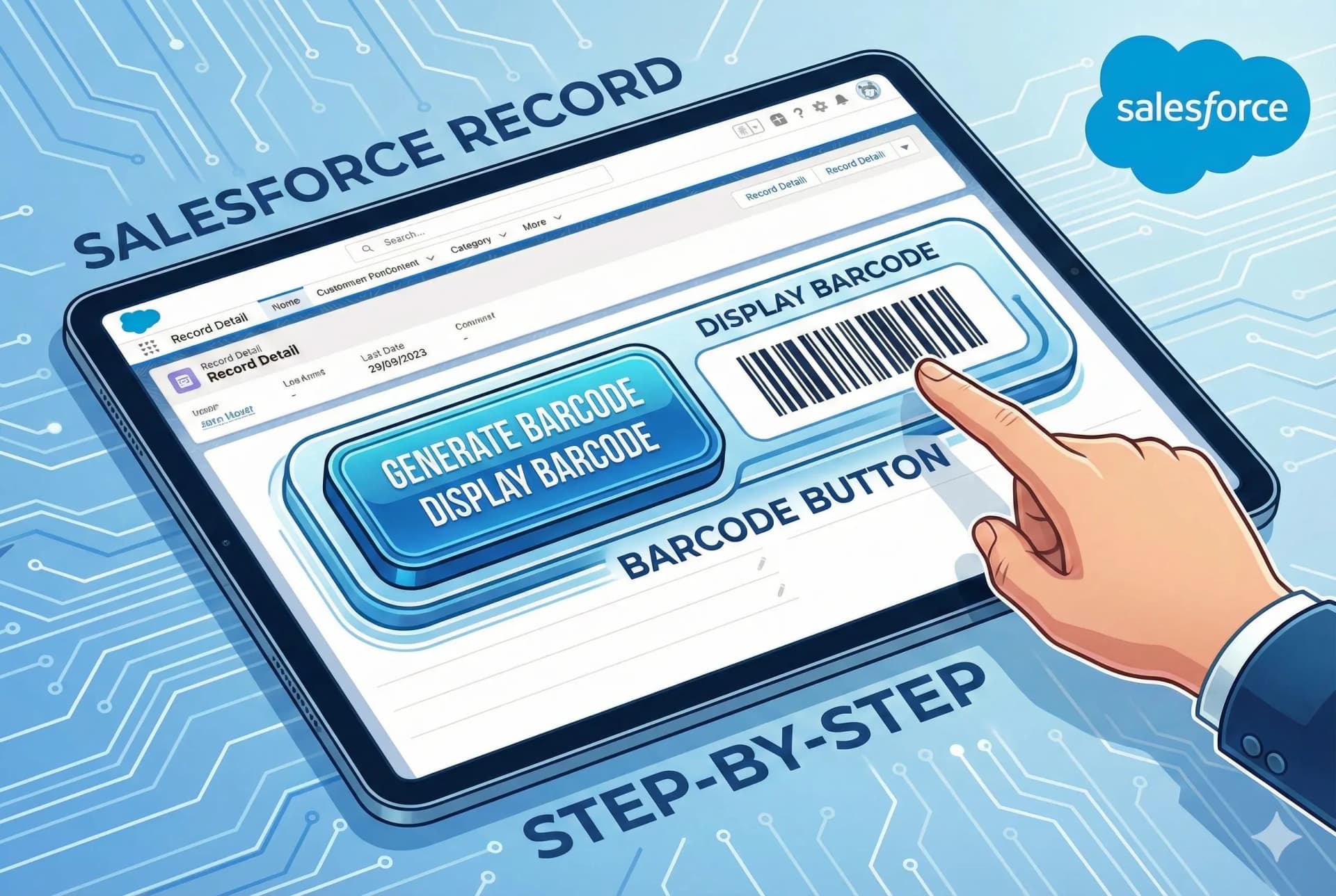 Display barcode in Salesforce record detail view as a button.