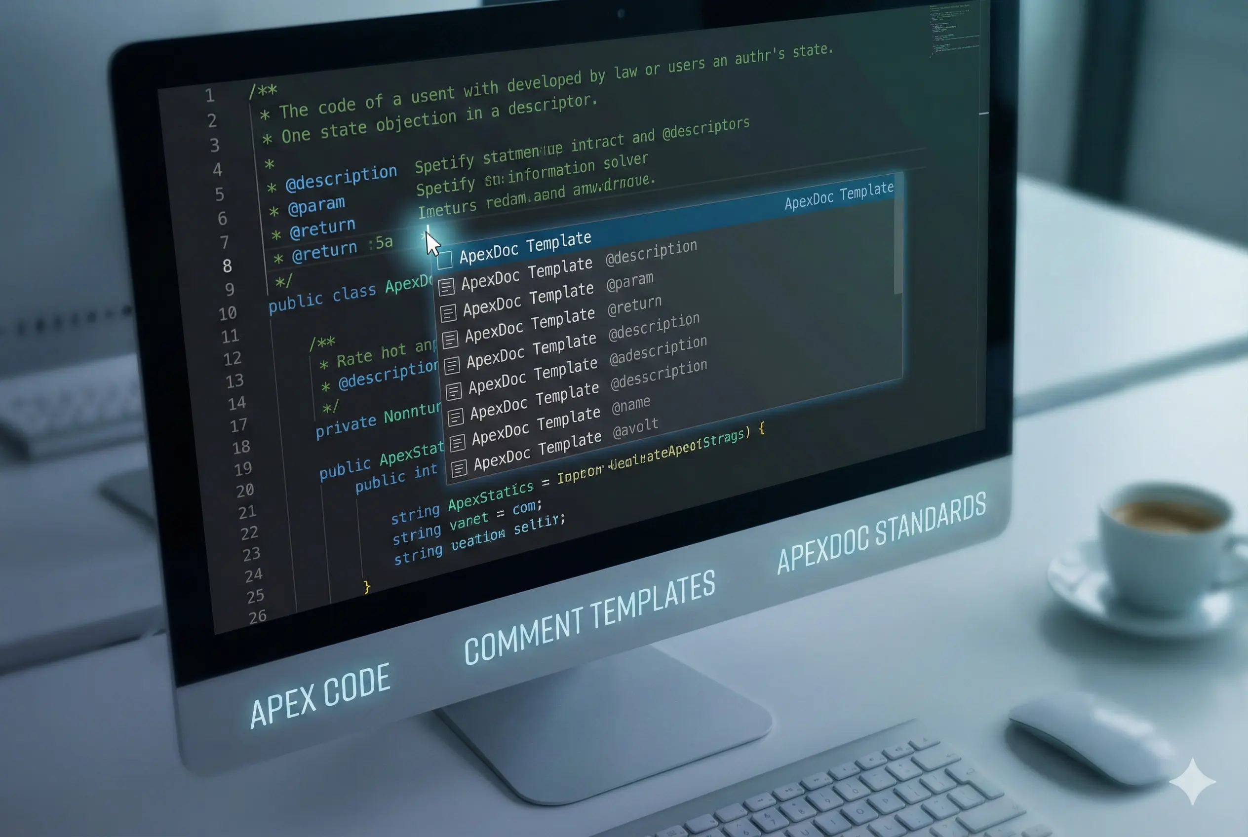 Code comment templates following apexdoc standards.