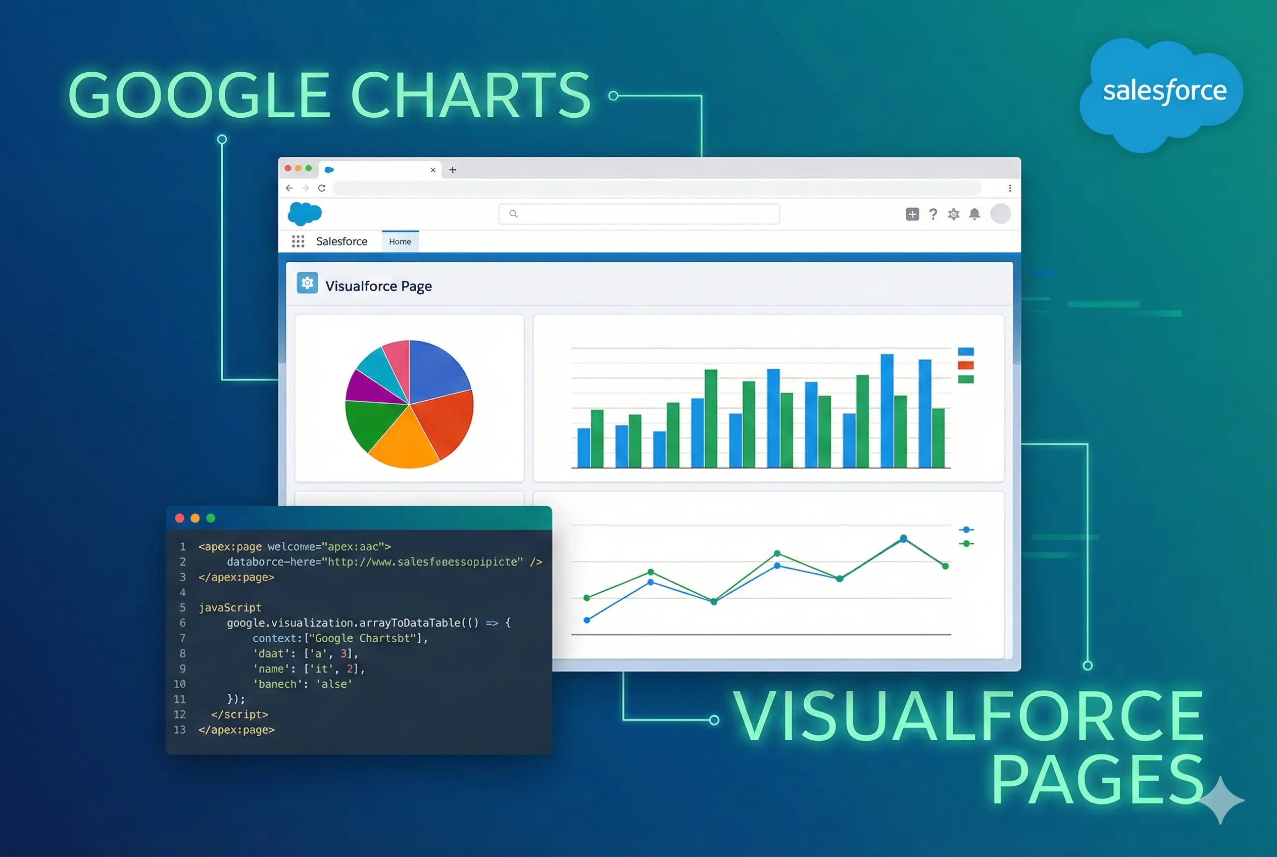 Explains how to use Google Charts in Visualforce pages.