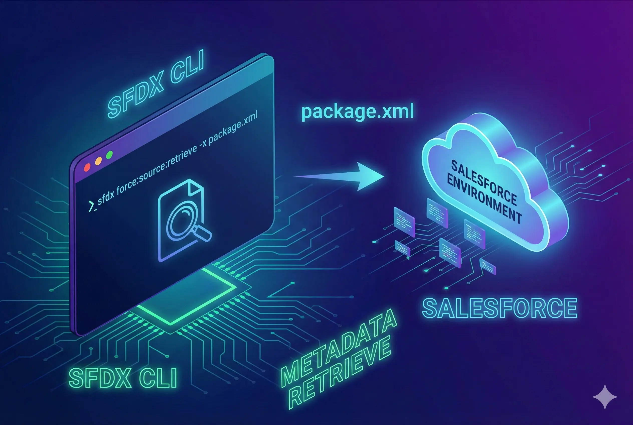 Retrieving metadata from Salesforce using package.xml and SFDX CLI.