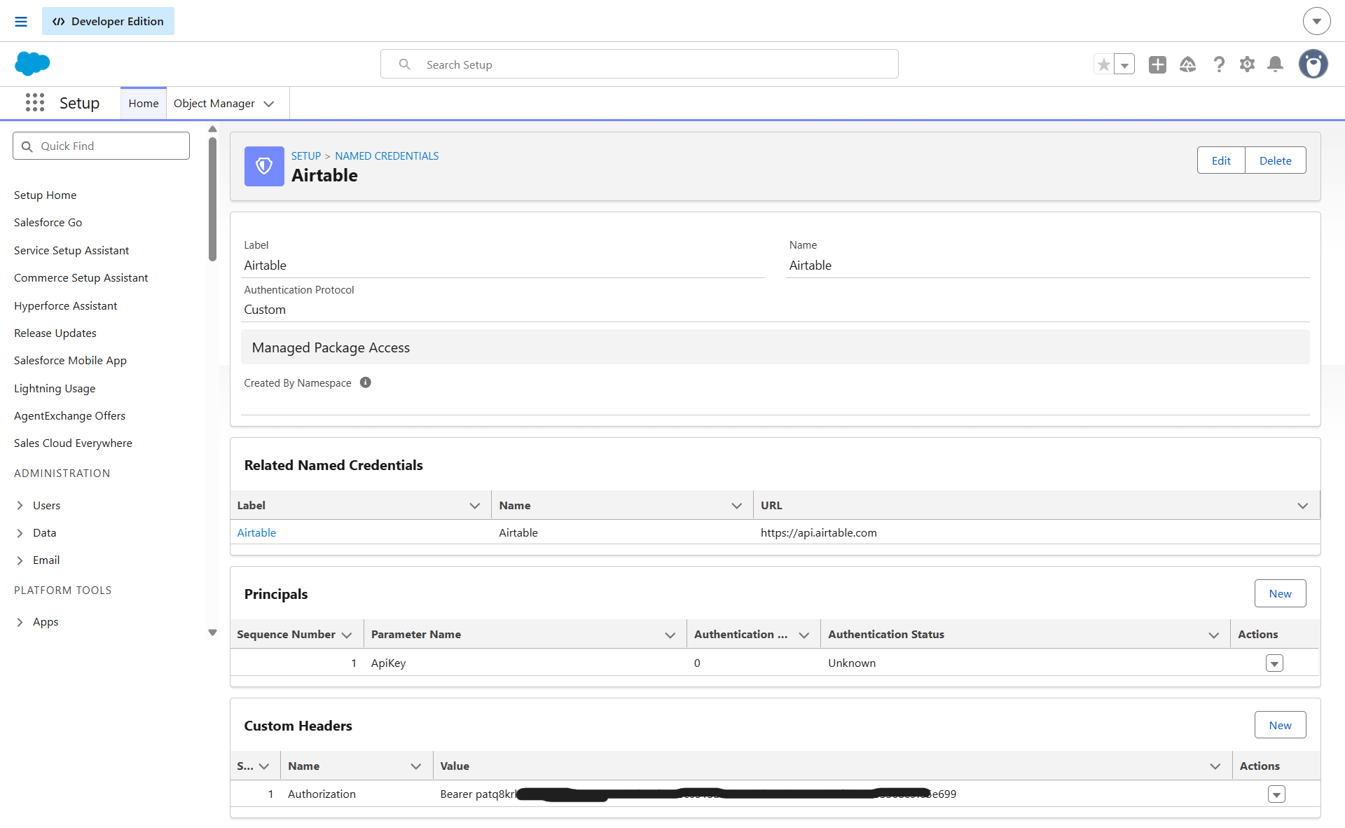 Airtable External Credential Setup