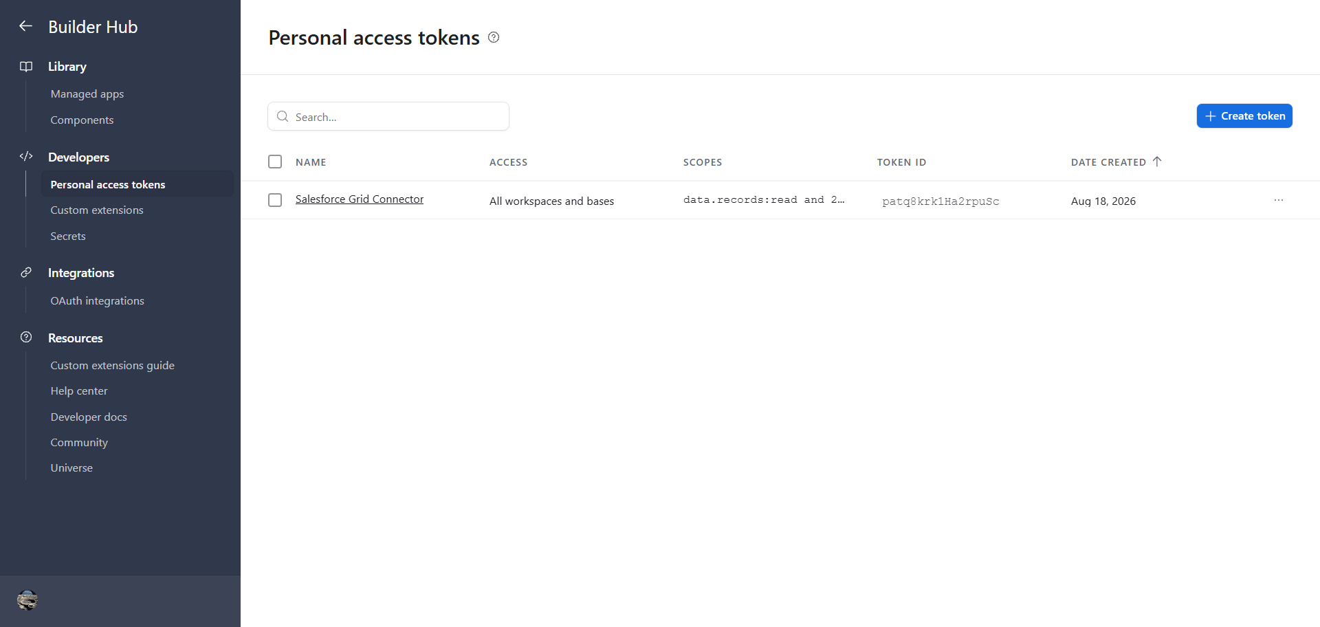 Airtable Token Creation