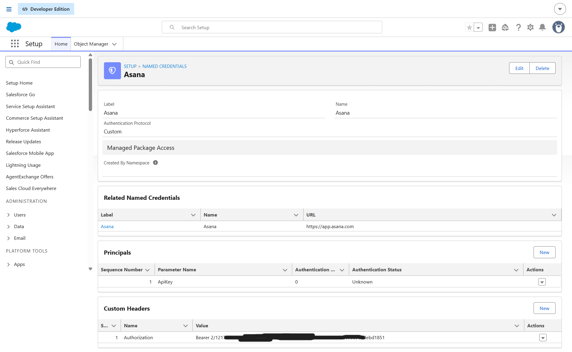 Asana External Credential Setup