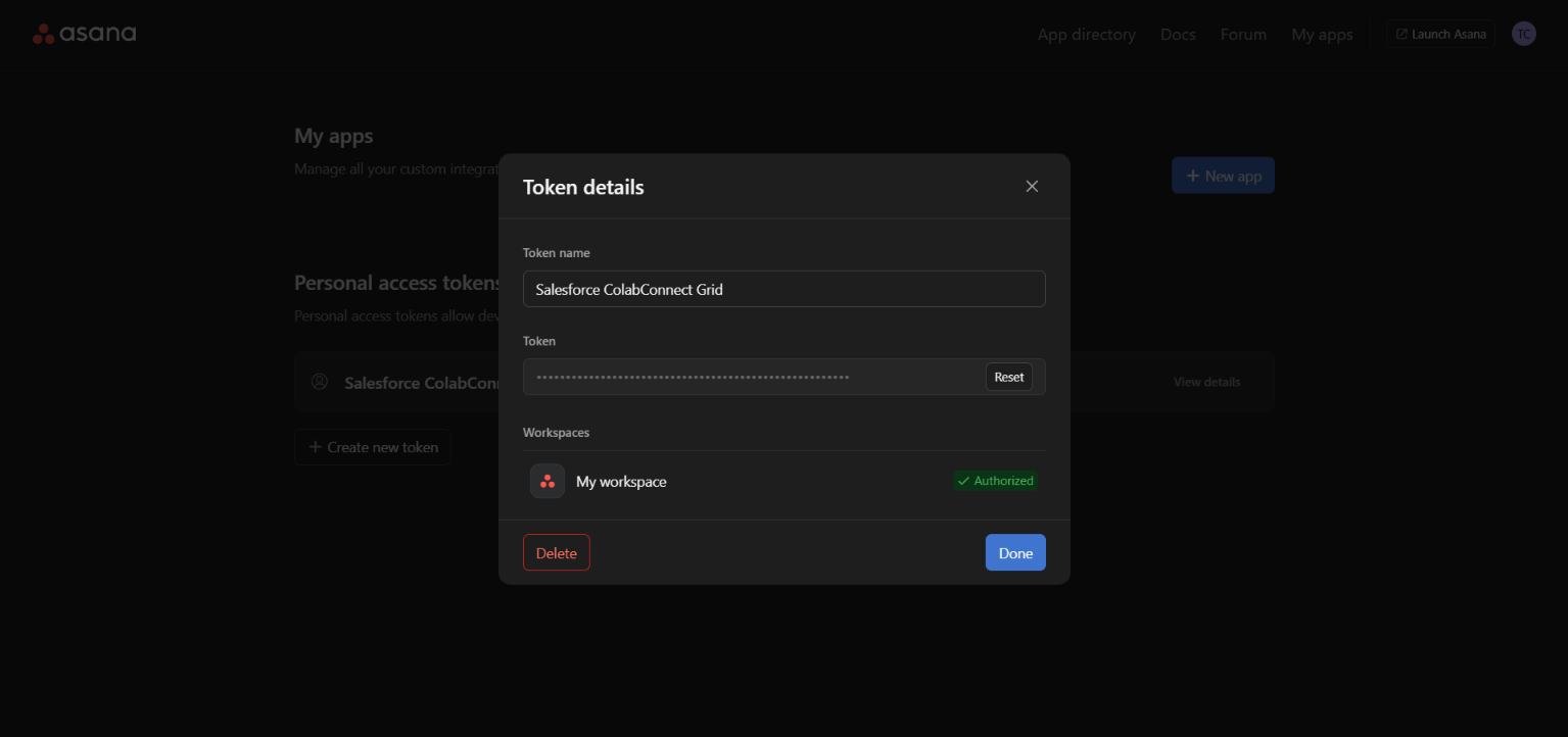 Asana Token Setup