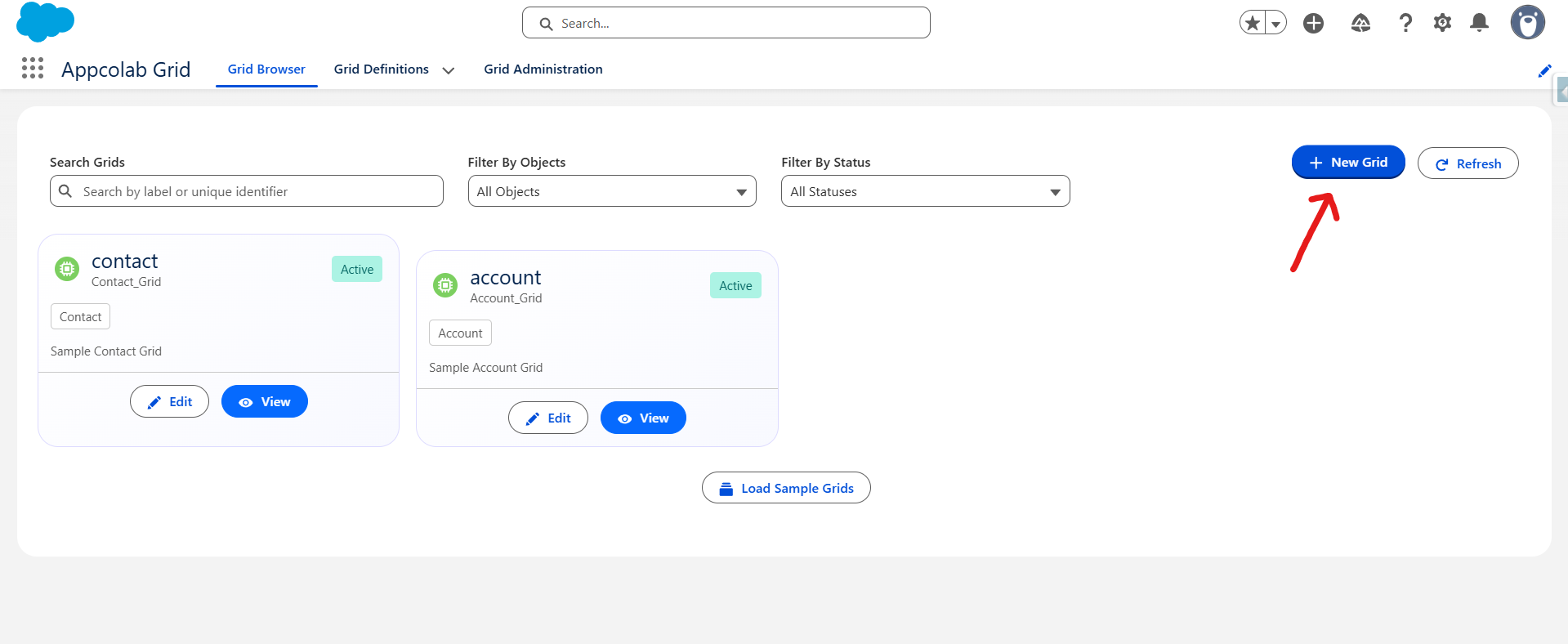 Create a Grid from Grid Browser