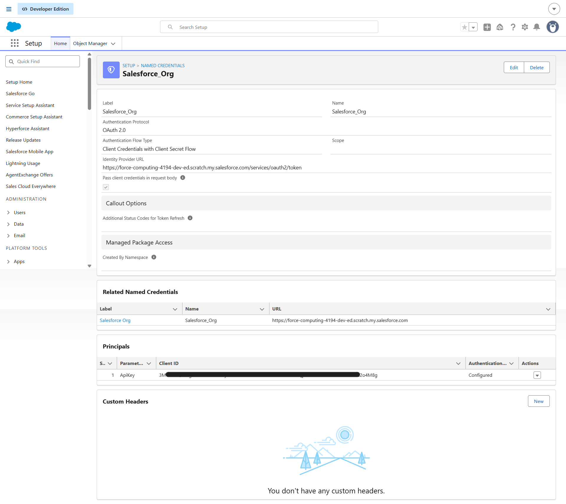 Local Org External Credential Setup