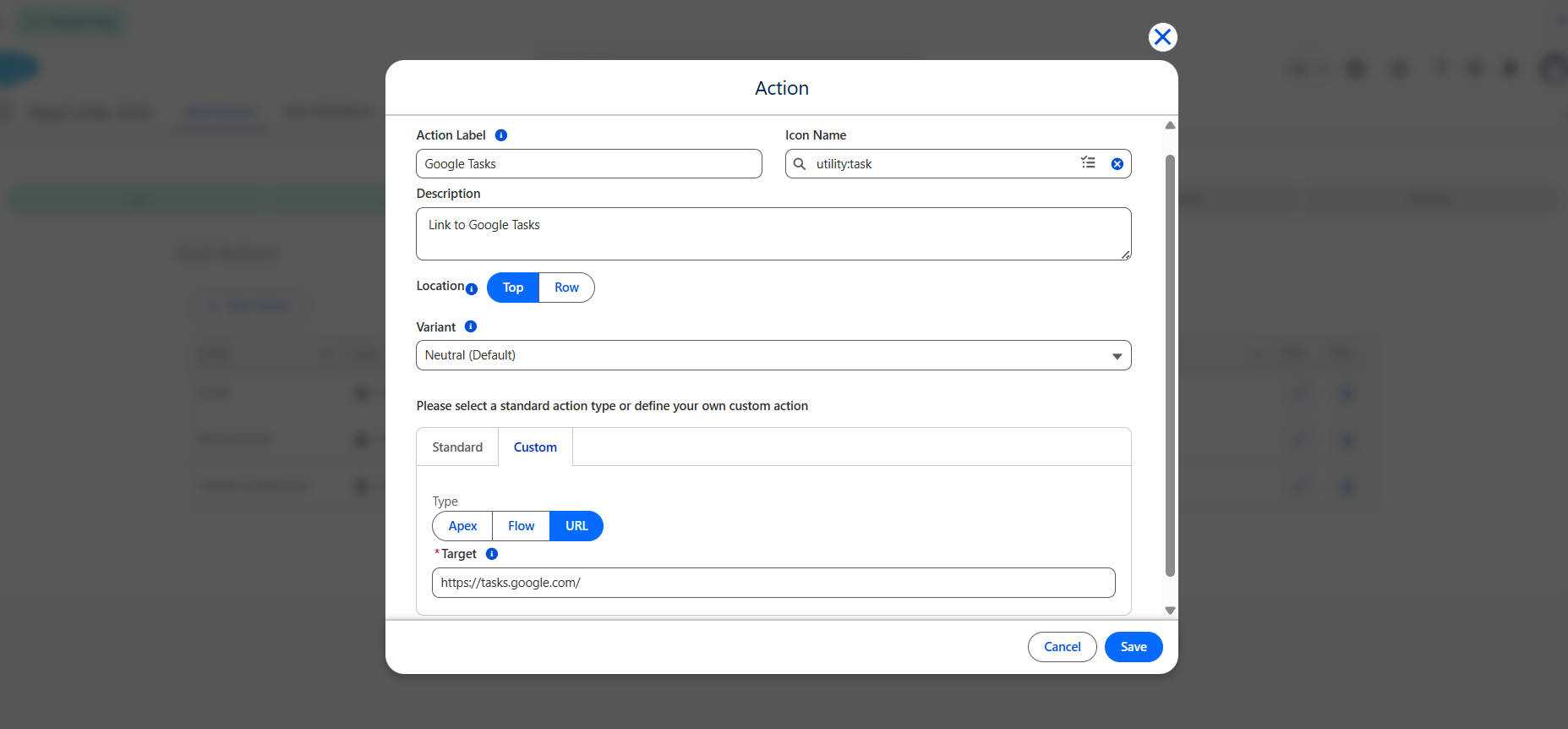 Custom Action Details