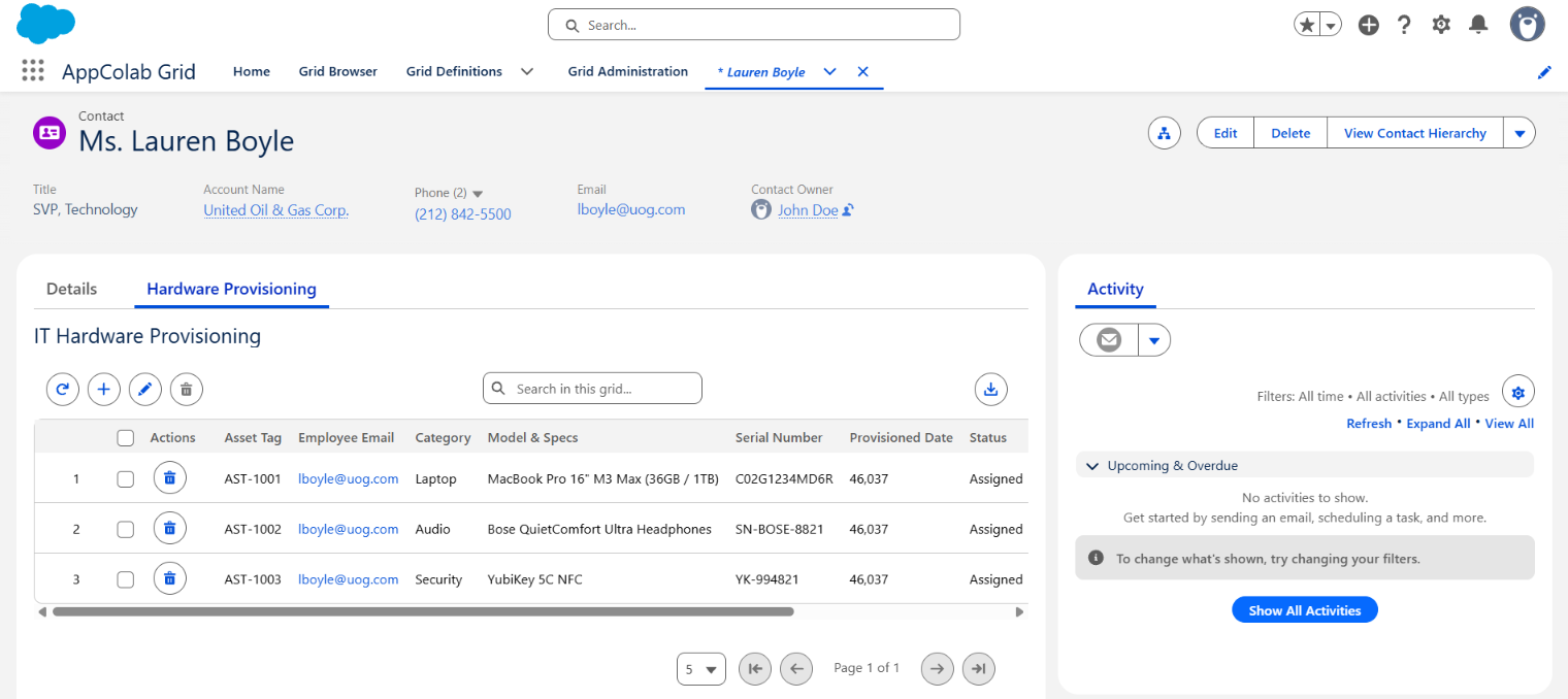 Microsoft Excel Live Grid in Salesforce