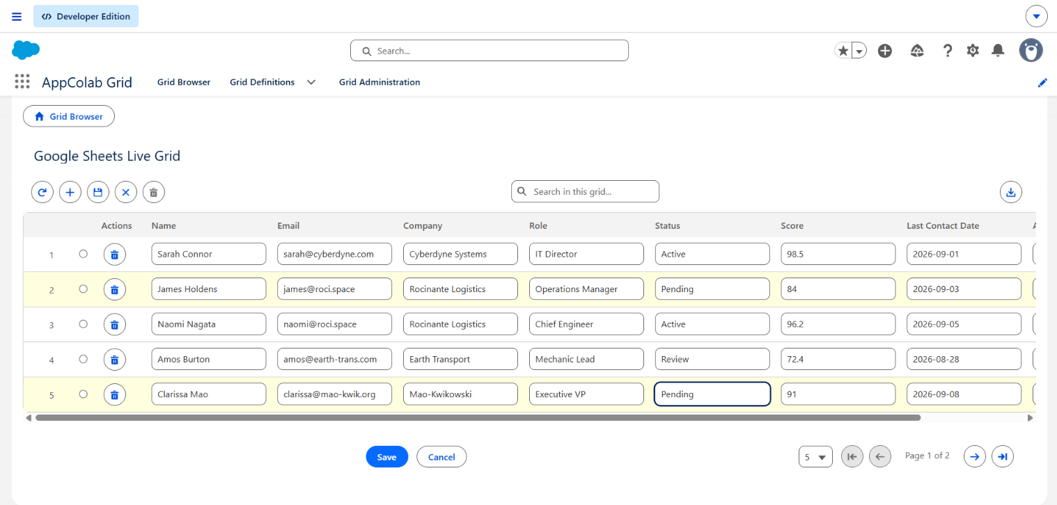 Inline Editing External Data