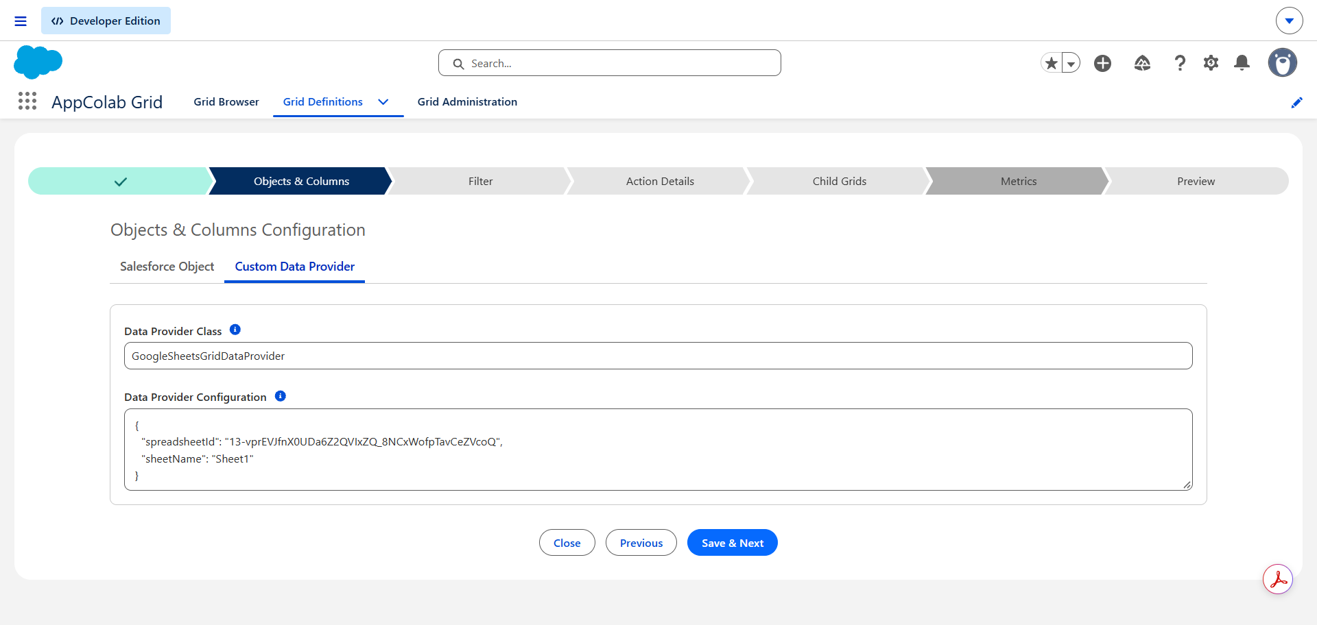 Grid Definition Provider Configuration