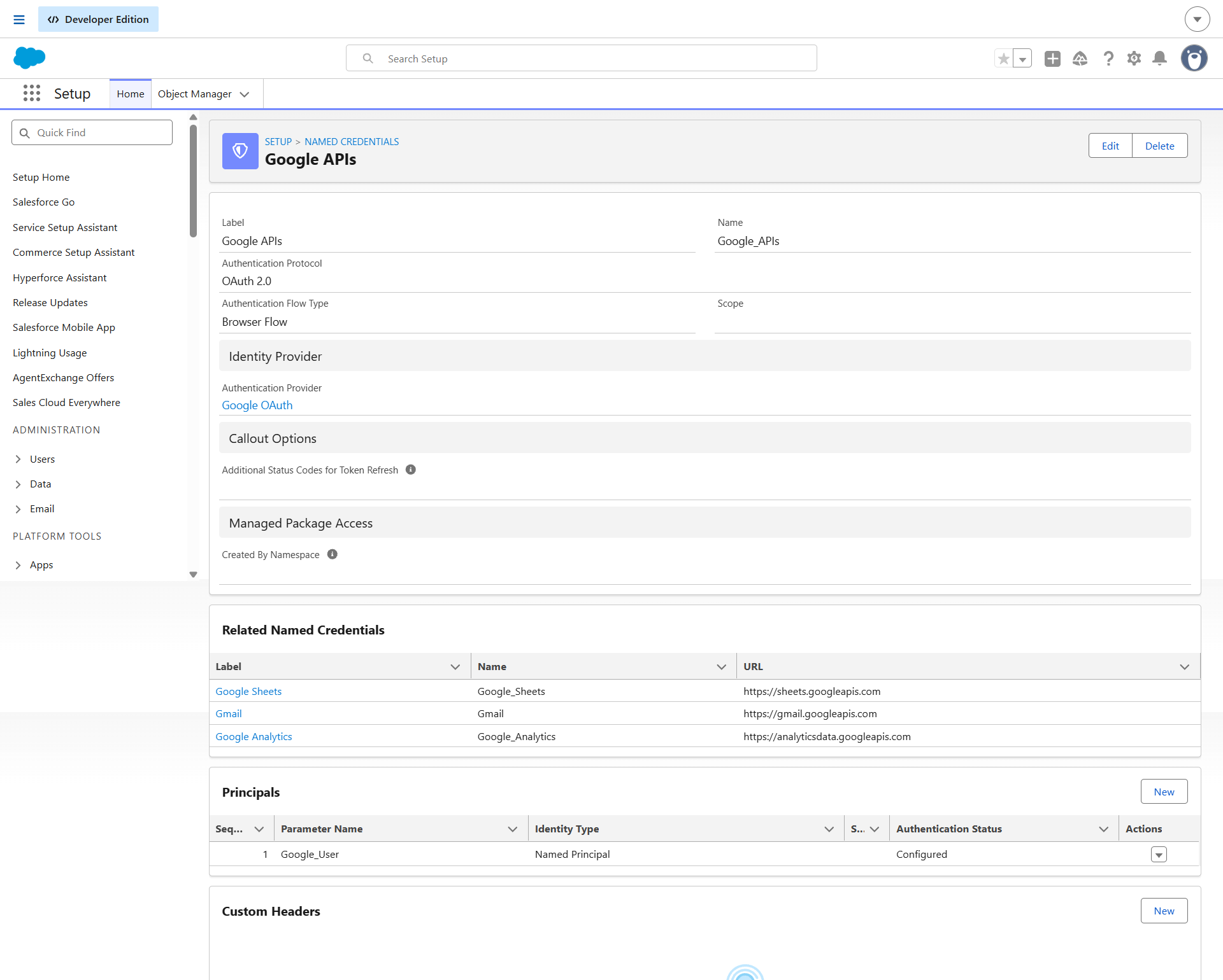 Google APIs External Credential Setup