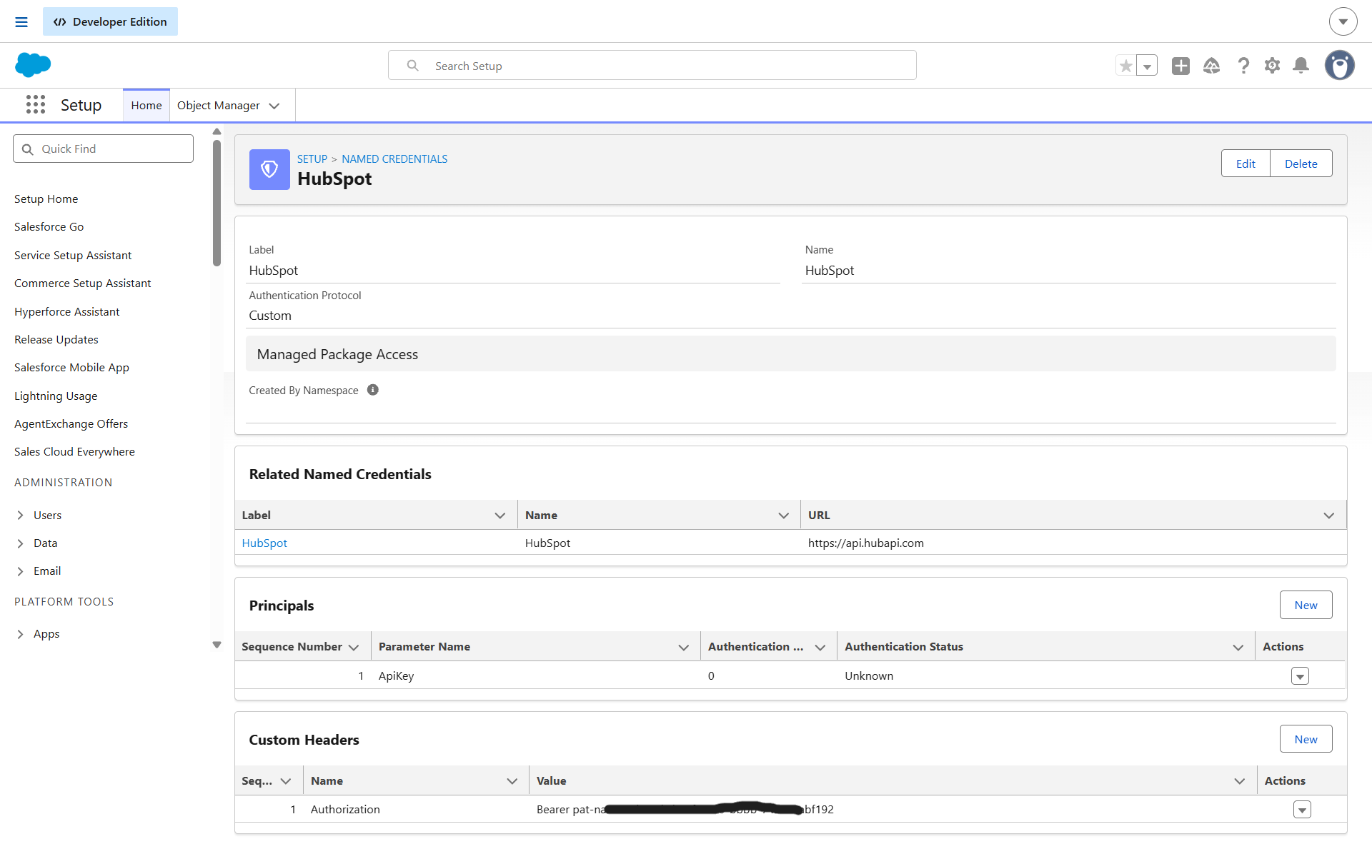 HubSpot External Credential Setup