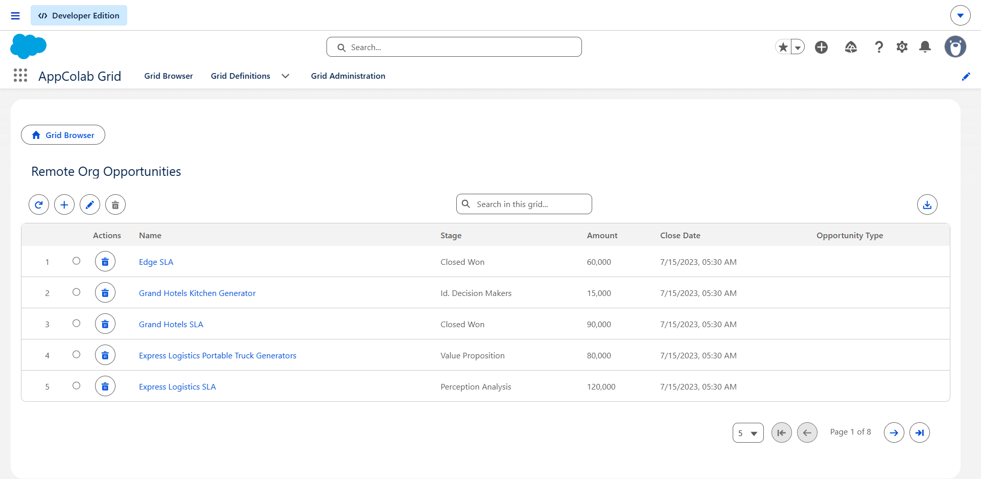 Salesforce Cross-Org Live Grid Preview