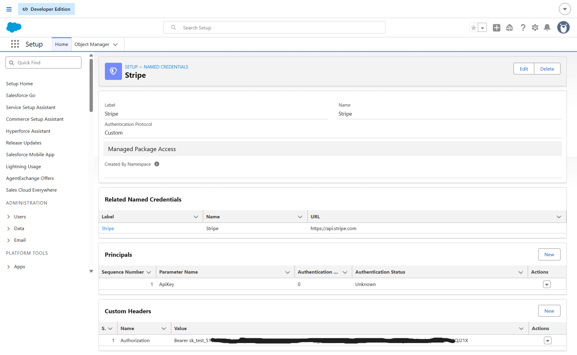 Stripe External Credential Setup