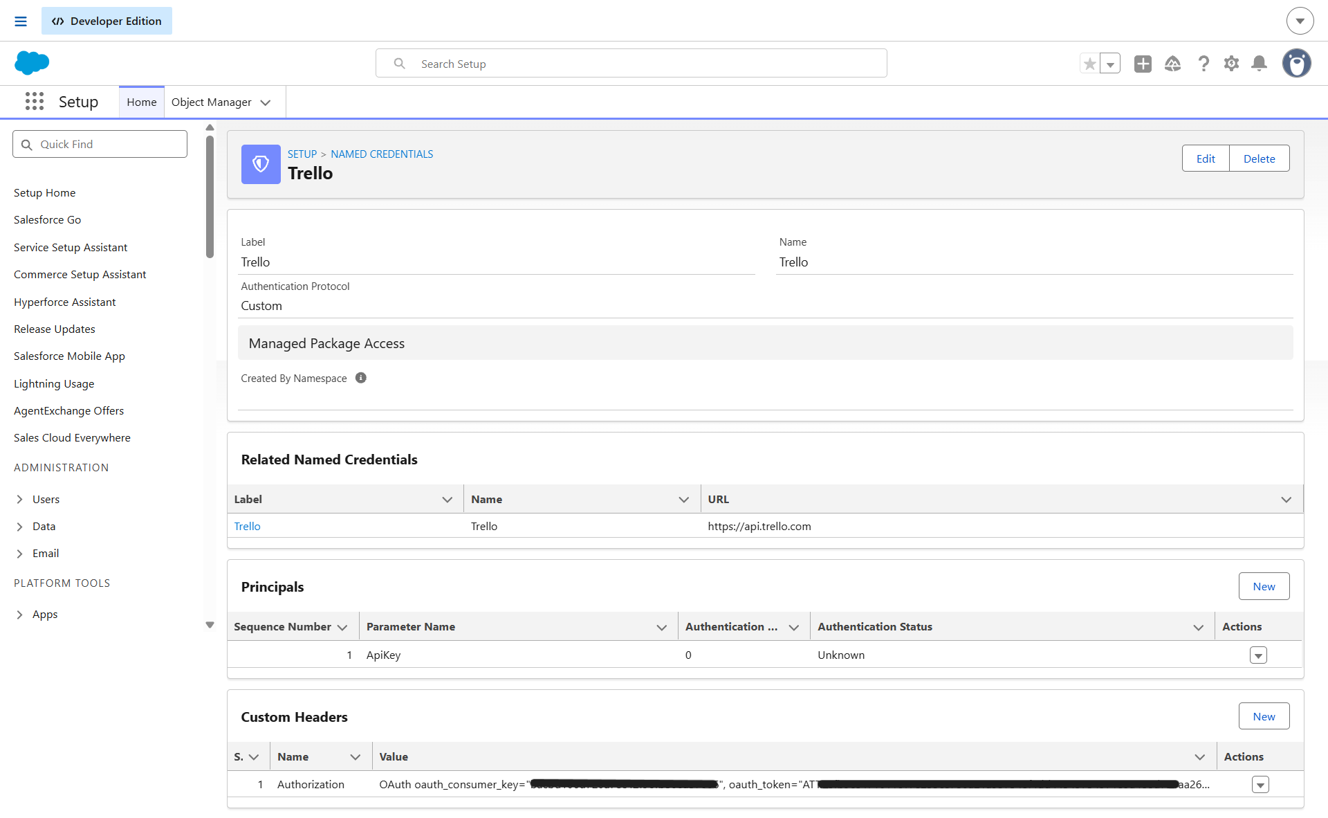 Trello External Credential Setup