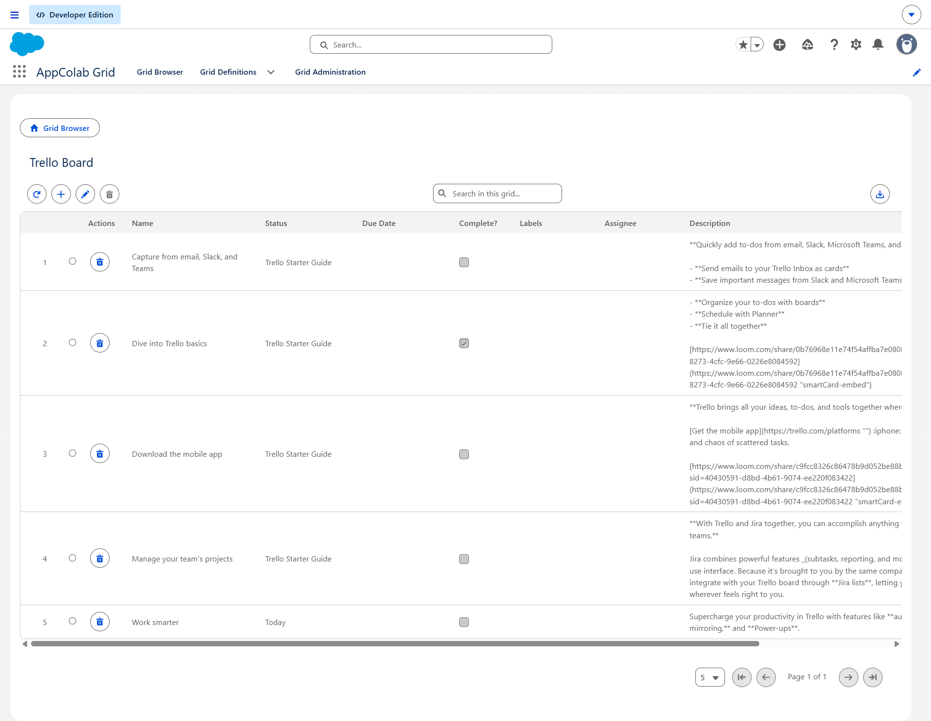Trello Live Grid Preview