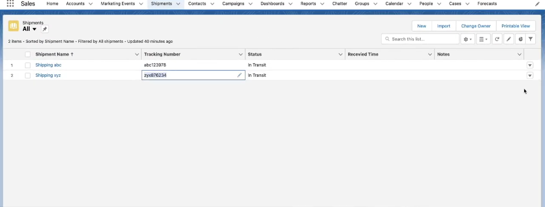 Data Updated in Salesforce