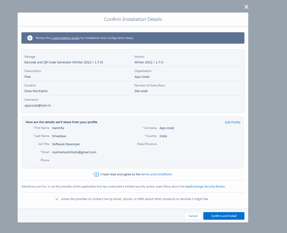 Confirm Installation