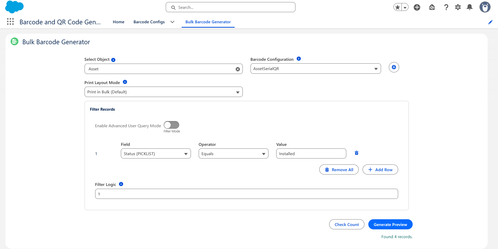 Bulk filters placeholder